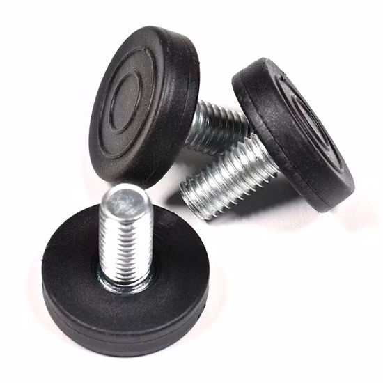 Pés de nivelamento ajustáveis ​​lisos redondos de nylon da cabeça lisa M8X20 8X25 do aço carbono